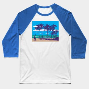 Waikiki Beach in Honolulu Hawaii WPA Poster Art Baseball T-Shirt